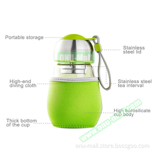 Top Selling Amazon 400ml Glass Water Bottle With Strap